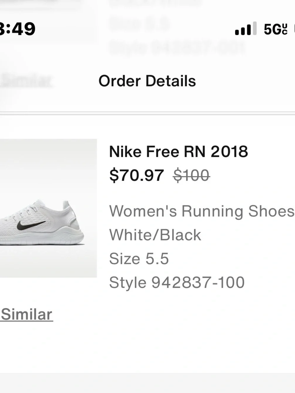 Nike White Womens Sneakers with Black Swoosh Accent